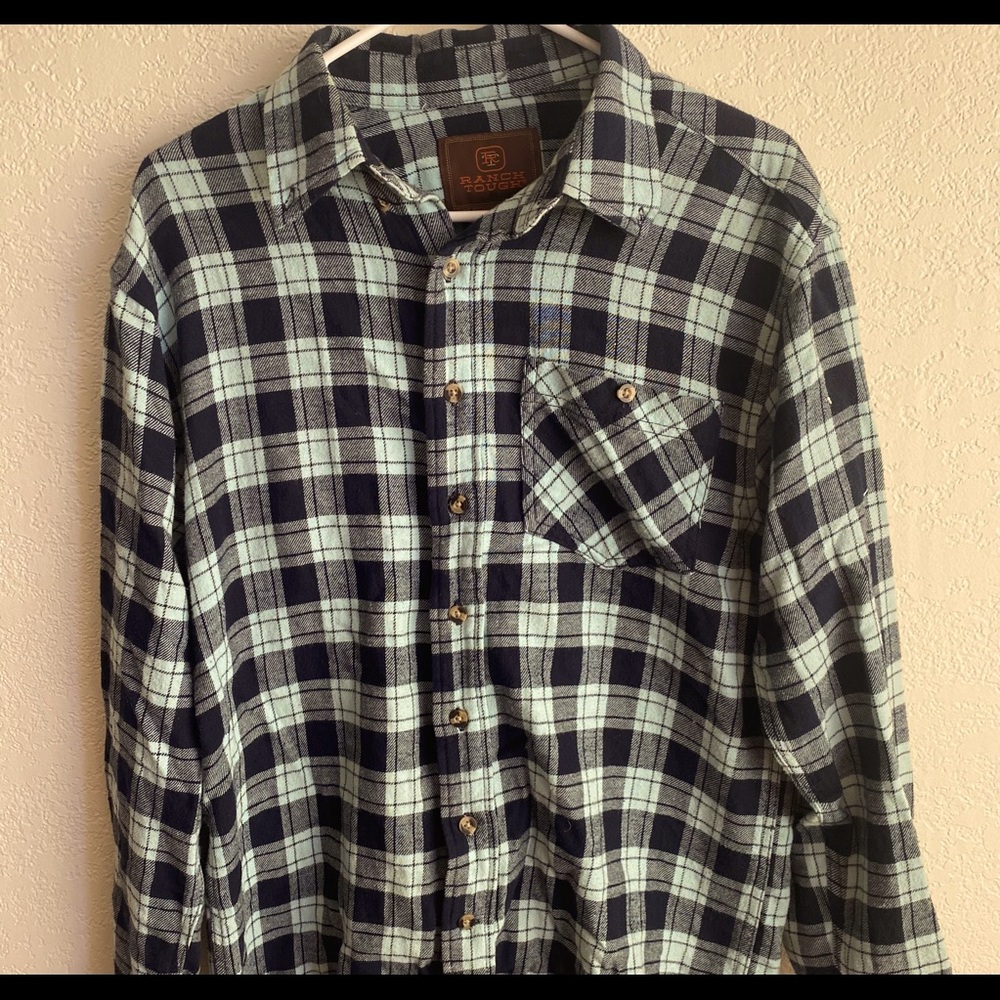 Navy Blue Casual Flannel
